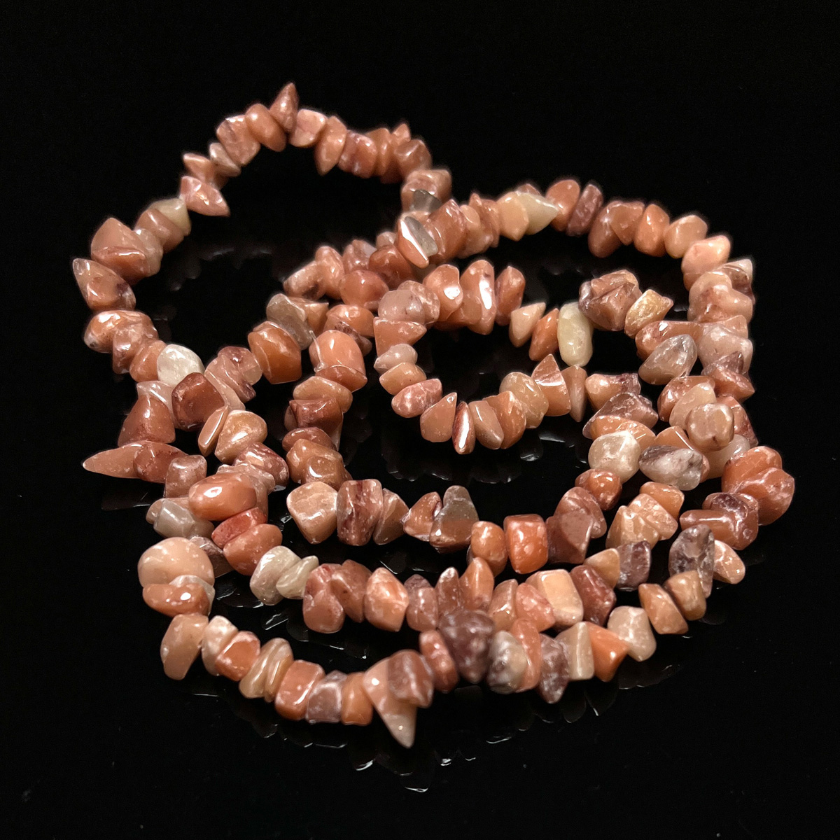 粉色阿賽斯特萊精磨碎石串珠項鍊 (79g-25c-6)